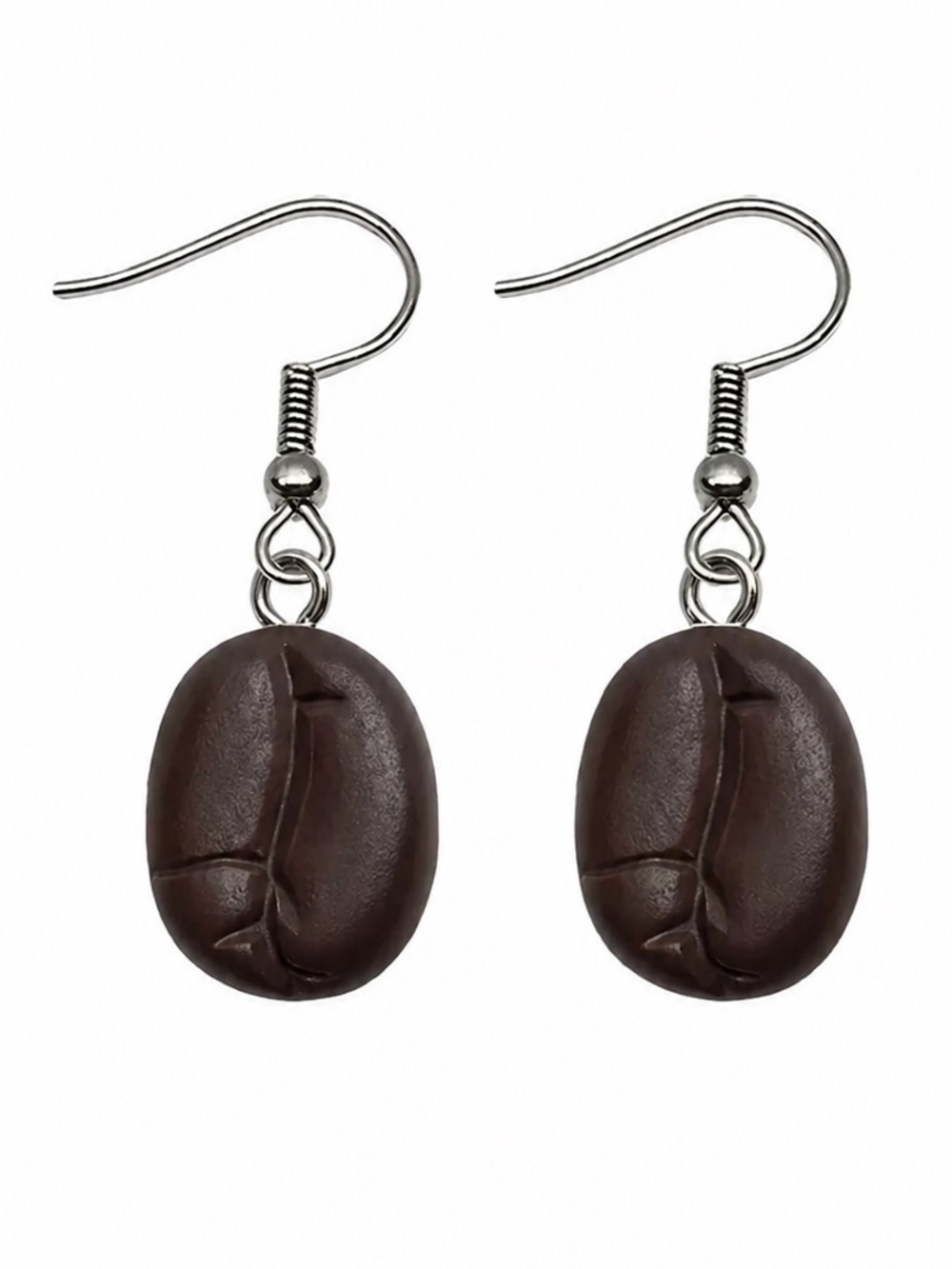 Coffee Bean Dangle Earrings - Brown Drop Earrings